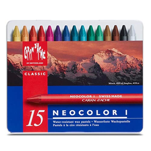 Neocolor I Water-Resistant Wax Pastels, 15 Colors