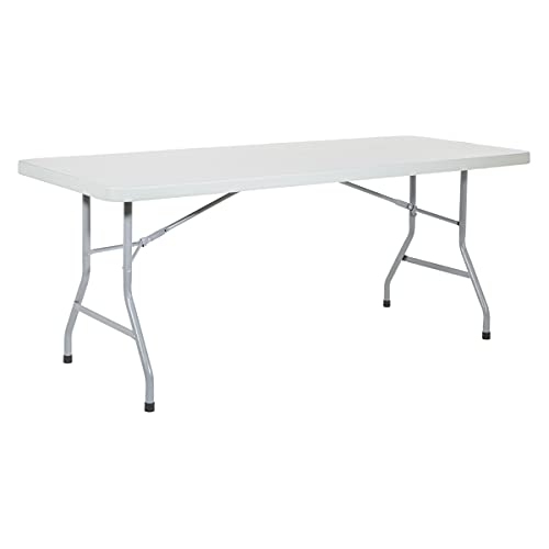Office Star Resin Multipurpose Rectangle Folding Table for Indoor or Outdoor Use, 6 Feet
