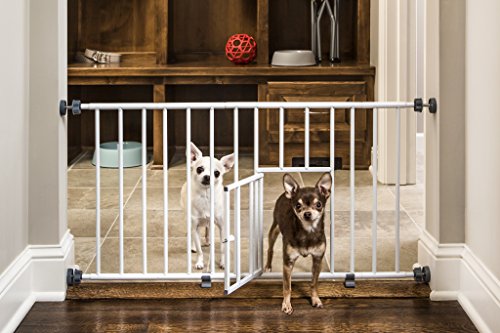 Carlson Pet Products MINI Expandable Extra Wide Pet Gate with Small Pet Door (916006), White, 18-31 inches