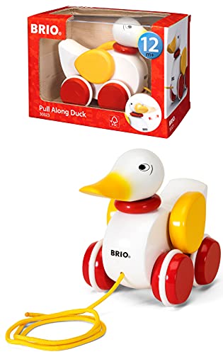 Brio Infant & Toddler 30323 – Pull Along Duck Wood Baby Toy with Flapping Wings for Kids Ages 1 and up
