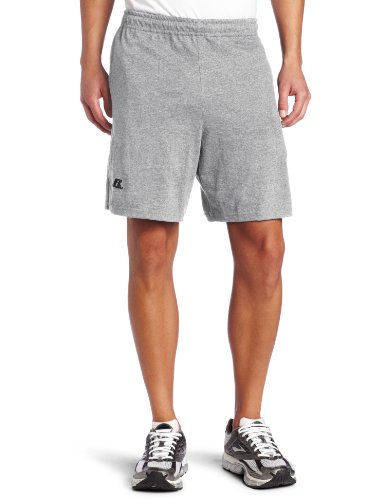 Russell Athletic Men’s Cotton Baseline Short with Pockets, Graphite, Small