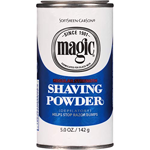 SoftSheen-Carson Magic Razorless Shaving for Men, Regular Strength Shaving Powder, for Normal Beards, formulated for Black Men, Depilatory, Helps Stop Razor Bumps, 5 oz