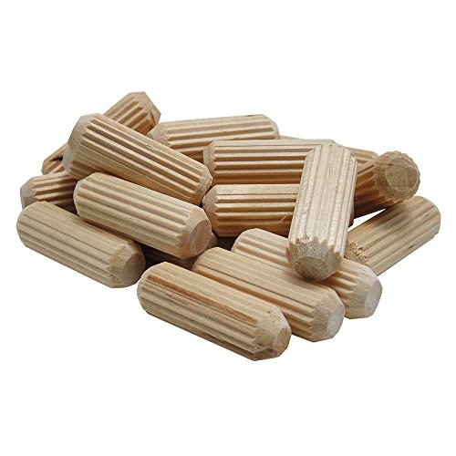 Wolfcraft 2960405 1/4 in (6 mm) x 1 1/8 in (29 mm) Fluted Beechwood Dowel Pin, 36-Pack
