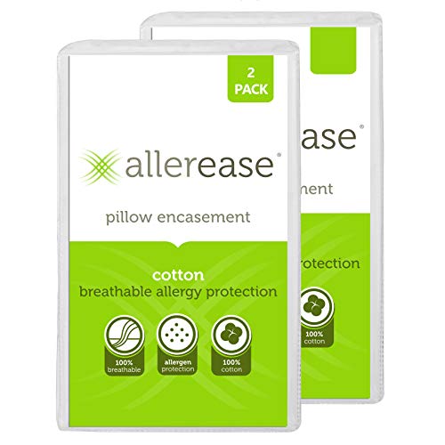AllerEase 100% Breathable Cotton Pillow Protector for Sleeping, King 30″ x 20″ (Pack of 1) 2 Count