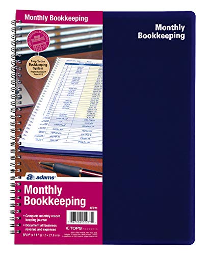 Adams Bookkeeping Record Book, Monthly Format, White (AFR71), 8.5 x 11 inches