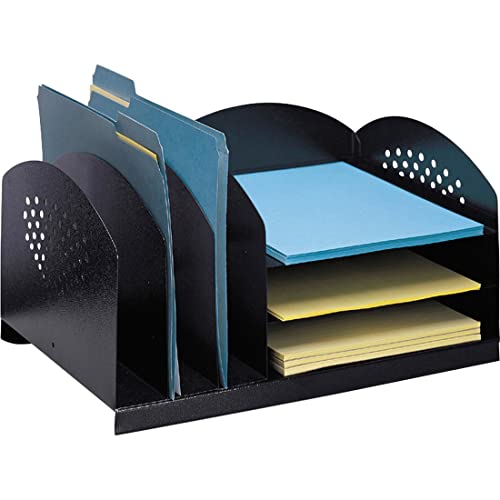 Safco Products 3167BL Steel Desk Combination Organizer Rack with 3 Vertical/3 Horizontal Sections, Black
