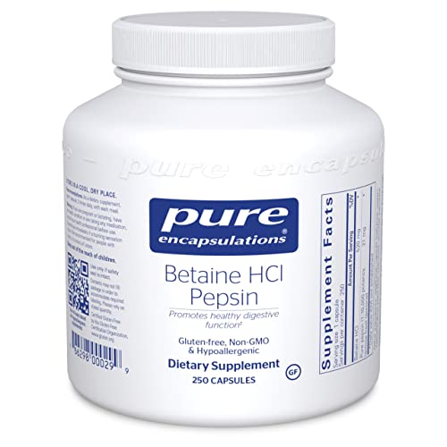 Pure Encapsulations Betaine HCl Pepsin | Digestive Enzyme Supplement for Digestive Aid and Support, Stomach Acid, and Nutrient Absorption* | 250 Capsules