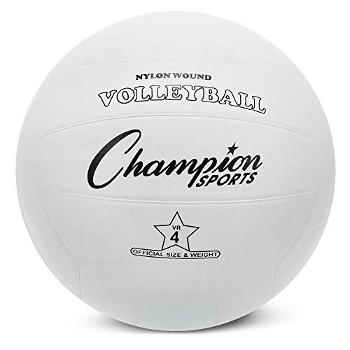 Champion Sports Rubber Volleyball, Official Size, for Indoor and Outdoor Use – Durable, Regulation Volleyballs for Beginners, Competitive, Recreational Play – Premium Volleyball Equipment – White, VR4