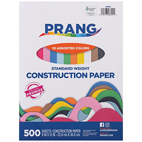 Prang (Formerly Art Street) Construction Paper, 10 Assorted Colors, Standard Weight, 9″ x 12″, 500 Sheets