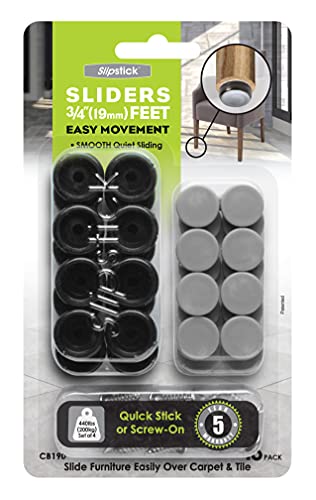 Slipstick CB190 ¾ Inch Floor Protector Chair Leg Glides/Furniture Feet Sliders (Set of 16) Self Stick or Screw On – Black | The Storepaperoomates Retail Market - Fast Affordable Shopping