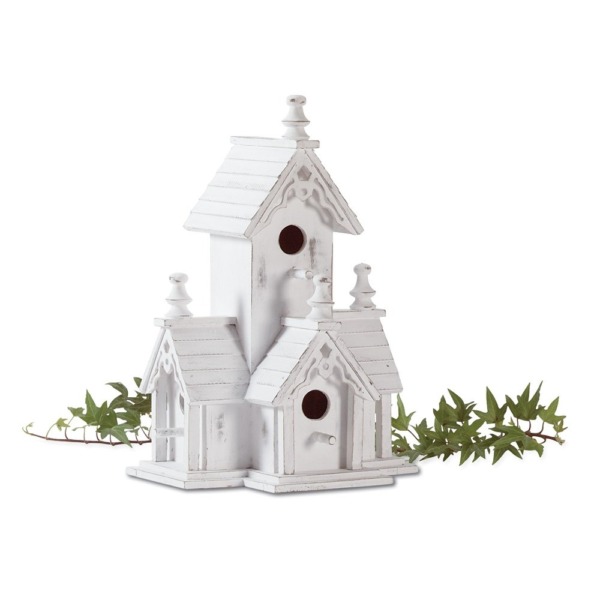 Gifts & Decor White Shabby Victorian Wood Chic Bird House
