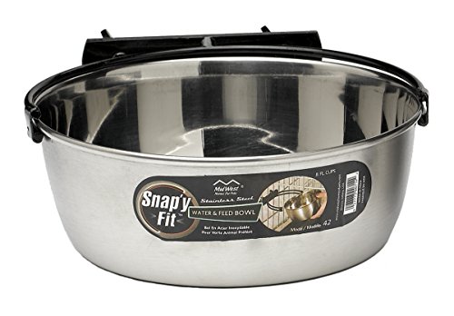 MidWest Homes for Pets Snap’y Fit Stainless Steel Food Bowl / Pet Bowl, 2 qt. for Dogs & Cats (42), Silver