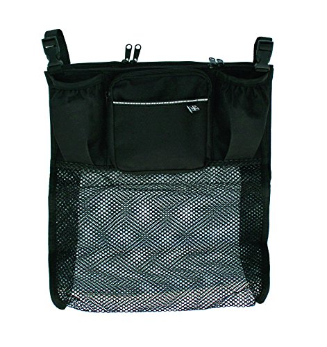 J.L. Childress Cups ‘N Cargo, Universal Fit Stroller Organizer with Extra Large Storage, Expandable Deep Cup Holders, Multiple Zippered Pockets, Unique Large Mesh Bag for Larger Items, Black