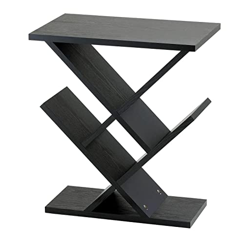 Adesso Zig-Zag Accent Table – Table Bookshelf – Storage Side Table. Home Furnishings and Decor , Black