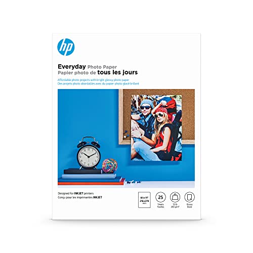 HP Everyday Photo Paper, Glossy, 8.5×11 in, 25 sheets (Q5498A)