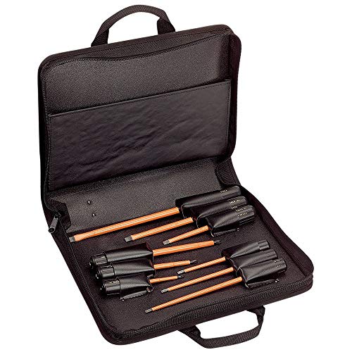 Klein Tools 33528 Insulated Screwdriver Kit with Carrying Case, 1000 V, Cushion Grip, 9-Piece