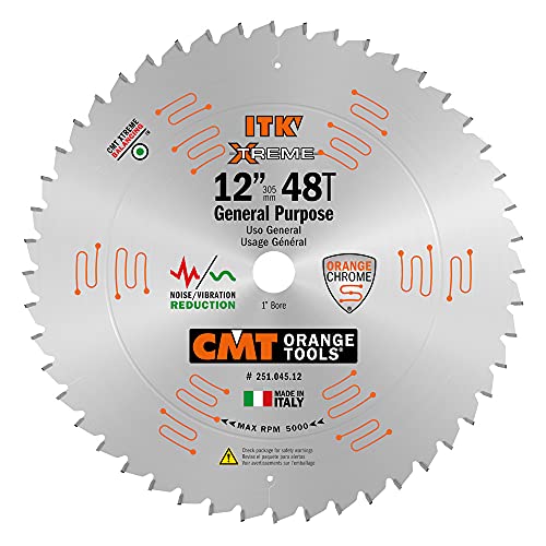 CMT 251.045.12 ITK General Purpose Saw Blade, 12-Inch x 45 Teeth 1FTG+2ATB Grind with 1-Inch Bore