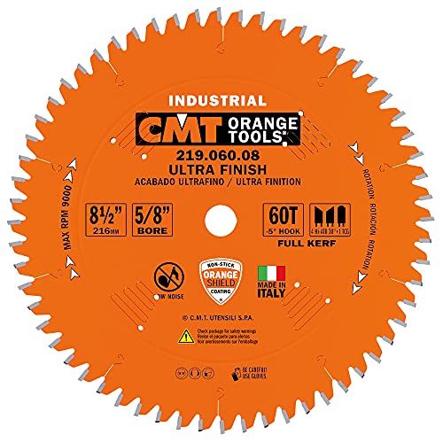 CMT 219.060.08 Industrial Sliding Compound Miter & Radial Saw Blade, 8-1/2-Inch x 60 Teeth 4/30° ATB+1TCG Grind with 5/8-Inch Bore, PTFE Coating