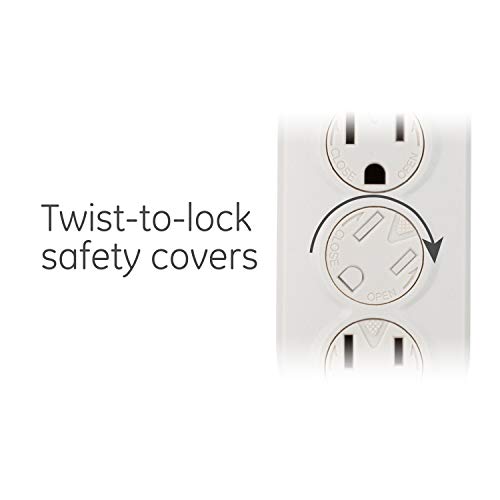 GE 6-Outlet Power Strip, 9 Ft Extension Cord, Twist-to-Lock Safety Covers, Integrated Circuit Breaker, UL Listed, White, 55253 | The Storepaperoomates Retail Market - Fast Affordable Shopping