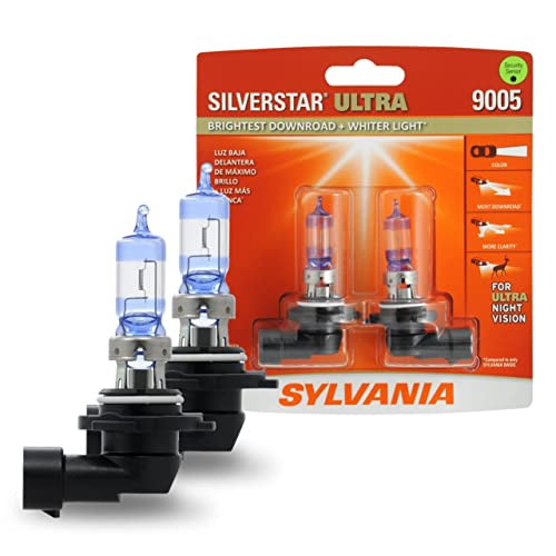 SYLVANIA – 9005 SilverStar Ultra – High Performance Halogen Headlight Bulb, High Beam, Low Beam and Fog Replacement Bulb, Brightest Downroad with Whiter Light, Tri-Band Technology (Contains 2 Bulbs)
