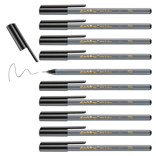 edding 55 fineliner – pen for writing, sketching or illustrating – pack of 10 – black