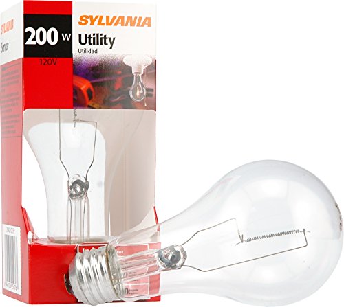 SYLVANIA Incandescent 200W A21 Utility Light Bulb, 3880 Lumens, 2850K, Medium Base, Clear, Soft White – 1 Pack (15476)