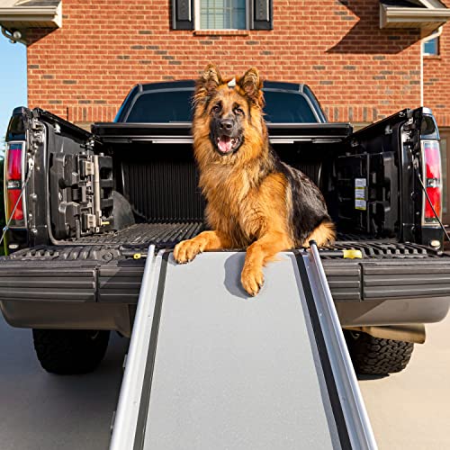 PetSafe Happy Ride Extra Long Telescoping Dog Ramp for Cars, Trucks, SUVs & Minivans – Extends 47 to 87 Inches – Portable Pet Ramp for Large Dogs – Aluminum Frame Weighs 18 lb, Supports up to 300 lb