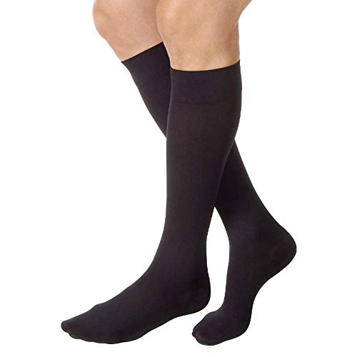 JOBST Relief Knee High 15-20 mmHg Compression Stockings, Closed Toe, X-Large Full Calf, Black