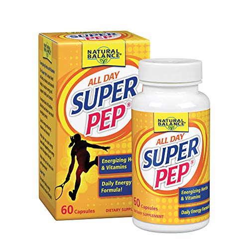 Natural Balance Super Pep | All Day Herbal Energy Supplement | with Eleuthero, Kola Nut, Gotu Kola, B-Vitamins & Chromium | 60 Capsules, 30 Servings