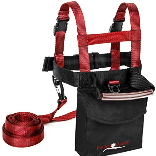 Lucky Bums Kids Ski Backpack Harness Trainer, Leash, Grip ‘N Guide Handle, Red