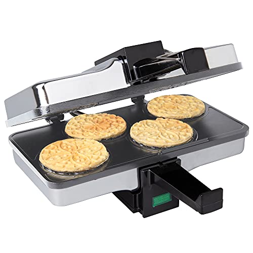 CucinaPro Piccolo Pizzelle Baker for Easter Baking, Electric Press Makes 4 Mini Cookies at Once, Grey Nonstick Interior, Nonstick Maker For Fast Cleanup, Holiday Must Have, Gift or Treat for Parties