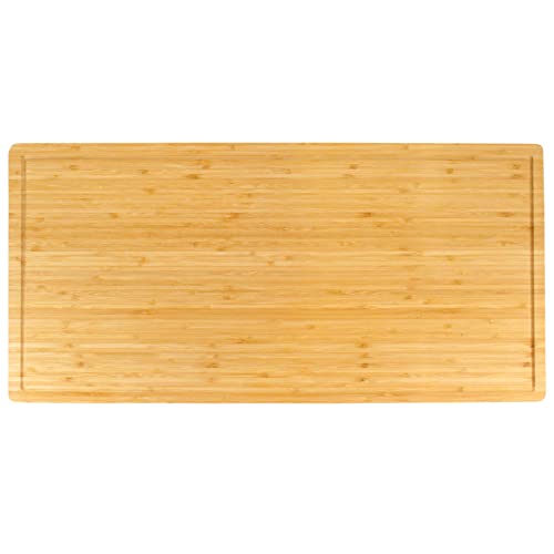 BambooMN Heavy Duty Premium Bamboo Cutting Board – Vertical Cut – Grooved – 24″ x 12″ x 1″