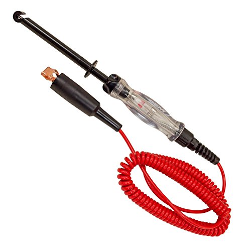 OEMTOOLS 25887 One Hand Wire Piercing Circuit Tester with Coiled Cord, Black and Red, Live Wire Tester Electrical Tool, 12V Test Light Automotive Test