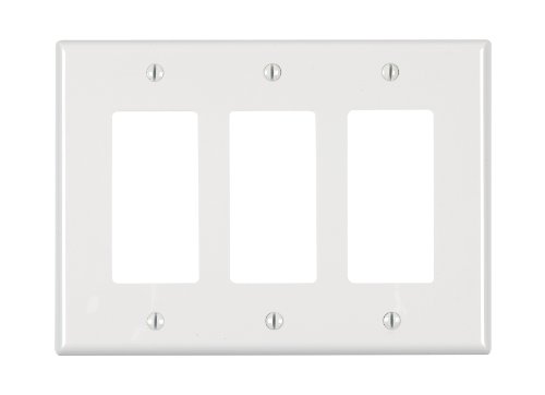 Leviton PJ263-W 3-Gang Decora/GFCI Decora Wallplate, Midway Size, White