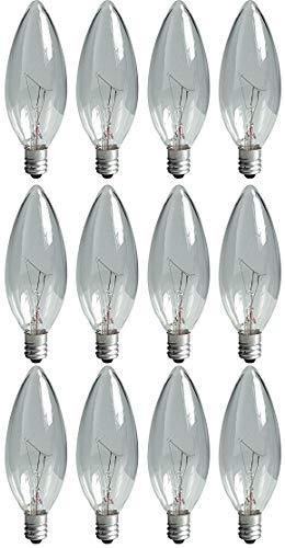 GE Lighting Crystal Clear 24778 40-Watt, 370/280-Lumen Blunt Tip Light Bulb with Candelabra Base, 12-Pack