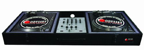 Odyssey CBM10E Carpeted Dj Coffin For A 10″ Mixer And 2 Turntables In Battle Position With Surface Mount Hardware
