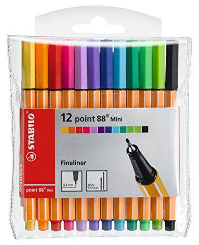 Fineliner – STABILO point 88 MINI – Wallet of 12 – Assorted colors
