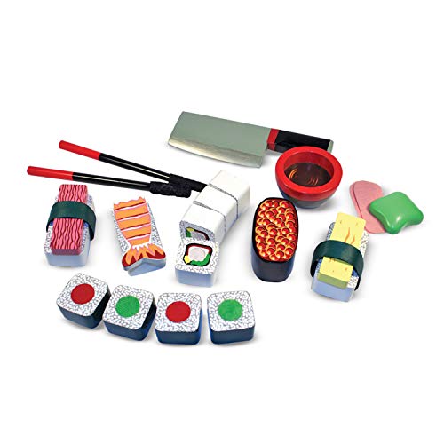 Melissa & Doug Sushi Slicing Wooden Play Food Set – Pretend Play Kitchen Toys, Wooden Sushi Food For Play, Pretend Sushi For Kids Ages 3+