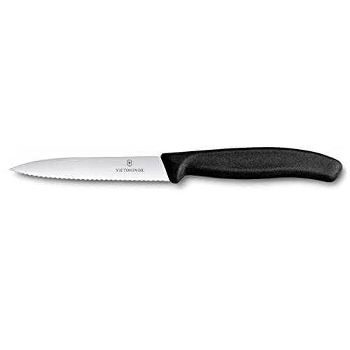 Victorinox VIC-6.7733 Swiss Classic Paring 4″ Serrated Spear Point Blade 5/8″ Width at Handle Black