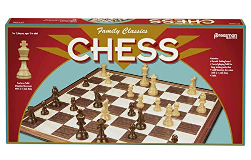 Family Classics Chess by Pressman — with Folding Board and Full Size Chess Pieces
