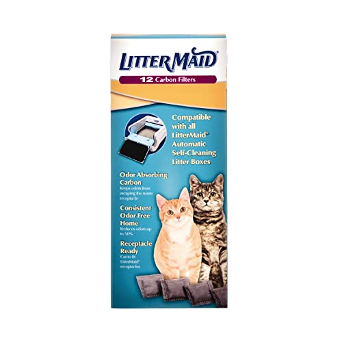 LitterMaid Odor Absorbing Litter Box Carbon Filters, 12 Pack, White