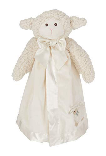 Bearington Baby Lamby Snuggler, White Lamb Plush Stuffed Animal Security Blanket, Lovey 15″
