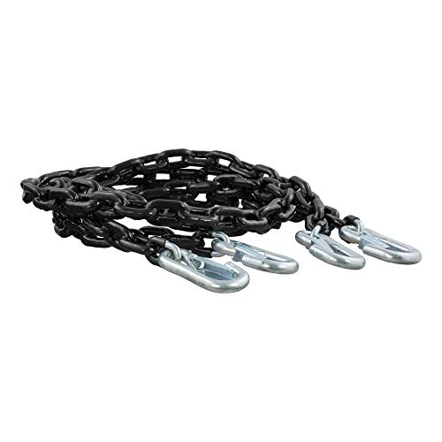 CURT 19749 60-Inch Vinyl-Coated Trailer Safety Chains with 7/16-In Snap Hooks, 5,000 lbs Break Strength, 2-Pack