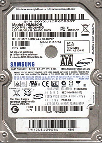 Samsung 80gb 2.5 inch sata 5400 k notebook hard drive -HM080HI