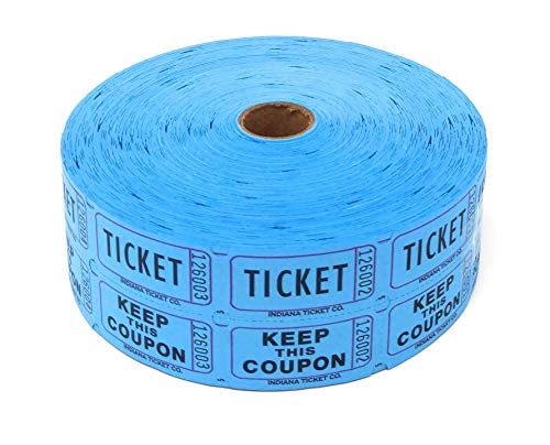 INDIANA TICKET CO. Consecutively Numbered Double Ticket Roll, Blue, 2000 Tickets per Roll