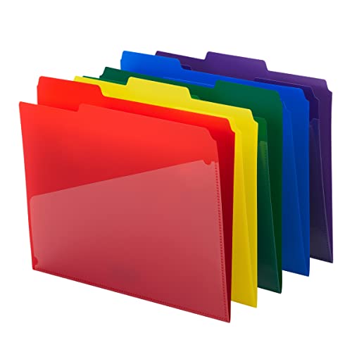 Smead Slash Pocket Poly File Folders, 1/3-Cut Tab, Letter Size, Assorted Colors, 30 per Box (10540)