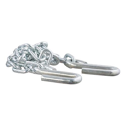 CURT 80030 48-Inch Trailer Safety Chain with 7/16-In S-Hooks, 5,000 lbs Break Strength , White