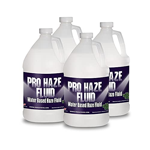 Froggys Fog – Pro Haze – High-Performance Haze Fluid for Hurricane Haze 2 and Fog Machines – Water Based Haze Fluid – 4 Gallons