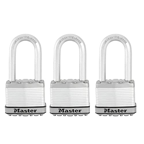 Master Lock M1XTRILH Magnum Heavy Duty Padlock with Key, 3 Pack Keyed-Alike