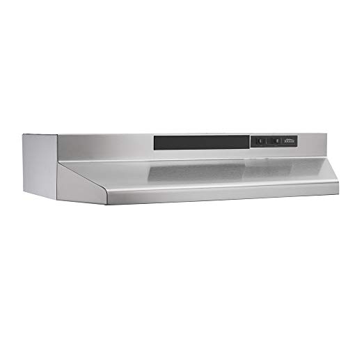 Broan-NuTone F403604 36-inch Under-Cabinet 4-Way Convertible Range Hood with 2-Speed Exhaust Fan and Light, Stainless Steel